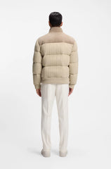 DOWN JACKET IN WOOL AND CASHMERE WITH SUEDE TRIMS