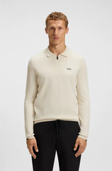 REGULAR-FIT COTTON SWEATER WITH POLO COLLAR