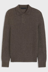 POLO-COLLAR SWEATER WITH MOULINE RIB