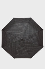 DARK-GREY MONOGRAM-PATTERN UMBRELLA WITH LOGO STRAP