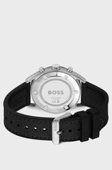 BLACK-DIAL CHRONOGRAPH WATCH WITH SILICONE-FABRIC STRAP