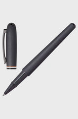 BRUSHED ROLLERBALL PEN WITH SIGNATURE-STRIPE RING
