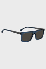 BLUE-ACETATE SUNGLASSES WITH PATTERNED CARBON-FIBRE TEMPLES