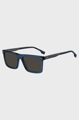 BLUE-ACETATE SUNGLASSES WITH PATTERNED CARBON-FIBRE TEMPLES
