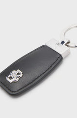 LEATHER KEY RING WITH CHROME DOUBLE B MONOGRAM