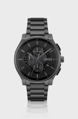 BLACK-PLATED CHRONOGRAPH WATCH WITH TRANSPARENT DIAL
