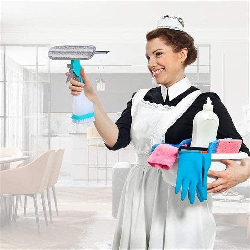 4 in 1 Multi-Function Glass Cleaner - Wiper, squeegee, brush and sprayer in one unit!