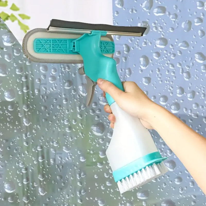 4 in 1 Multi-Function Glass Cleaner - Wiper, squeegee, brush and sprayer in one unit!