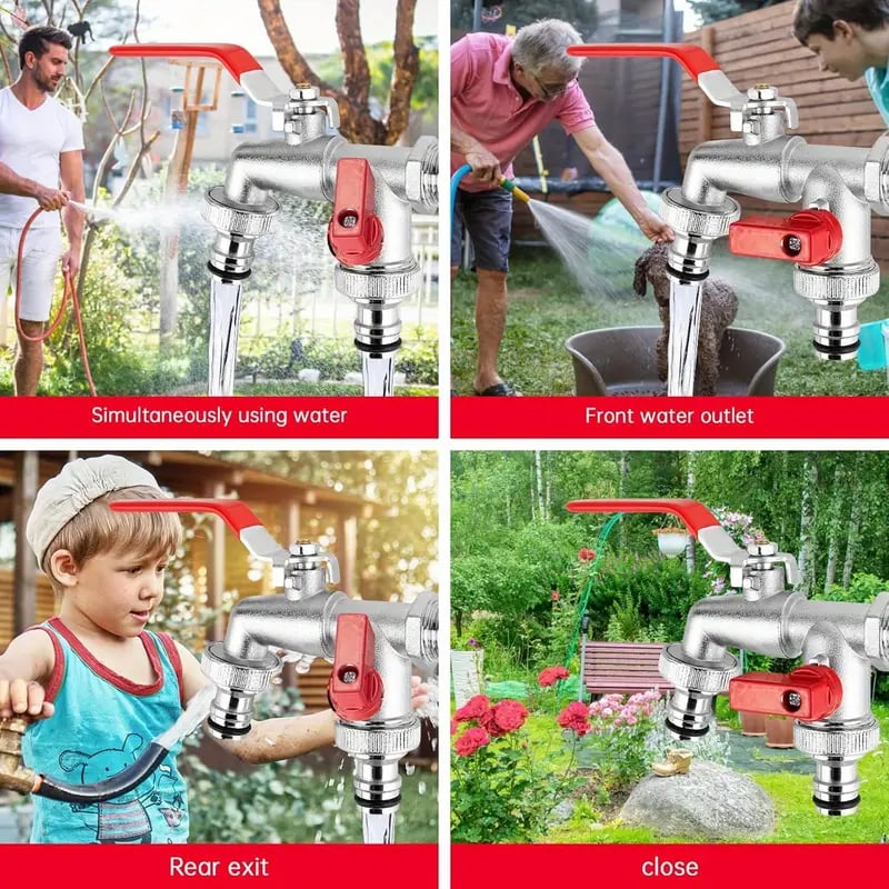 🔥Last Day 50% OFF🔥Universal Stainless Steel Double Outlet Garden Water Faucet