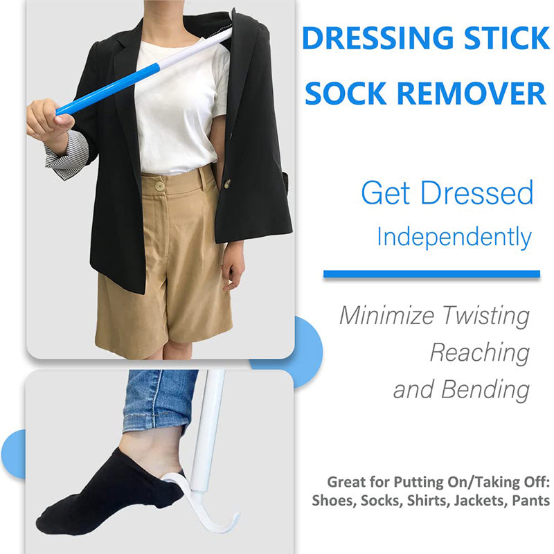 Adjustable Long Shoe Horn with Sock Remover for Seniors