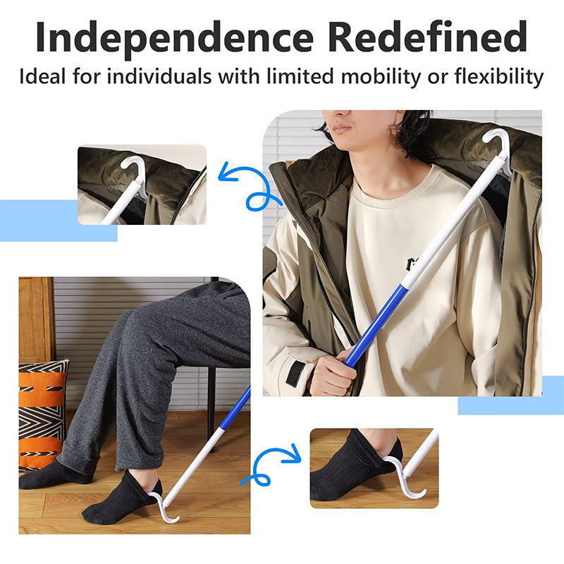 Adjustable Long Shoe Horn with Sock Remover for Seniors