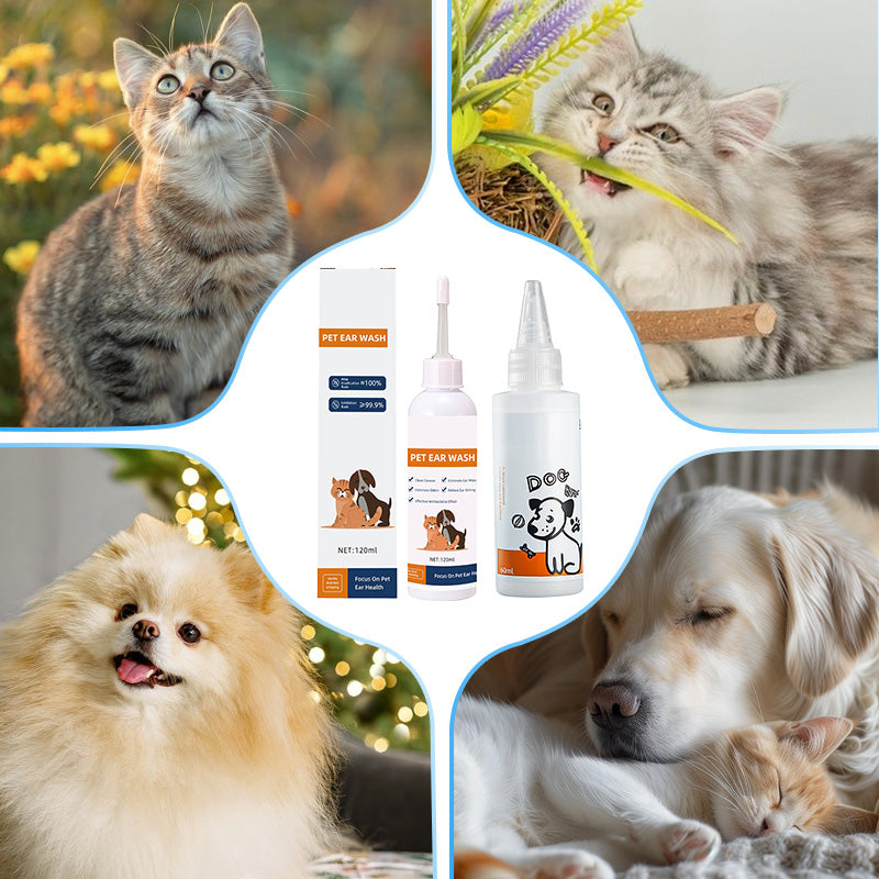 🐾 BUY 1 GET 1 FREE! ✨ Pet Ear Cleaner - Gentle Formula with Soothing Aloe for Dogs & Cats, Prevents Infections & Odor 🌿👂